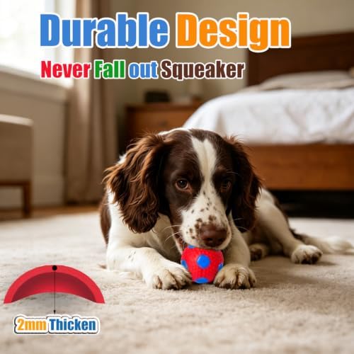 HOLYSTEED 2.56" Latex Squeaky Dog Toys Balls Soccer for Medium Dogs 4-Pack