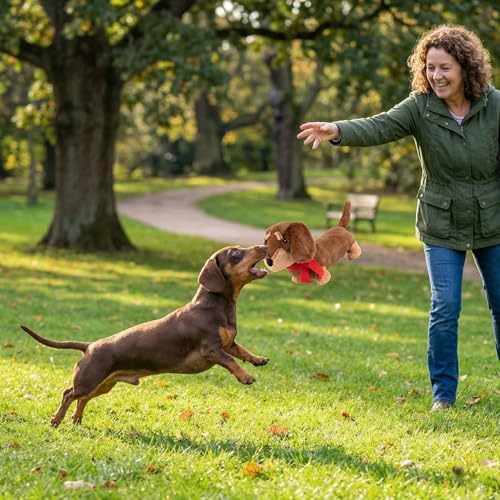 Fuzzl Sizzles Dachshund Plush Dog Toy, Toffee Brown