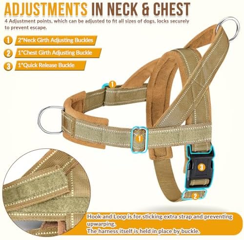 Lukovee No Pull Dog Harness and Leash Set, Soft Padded for Large Medium Dog