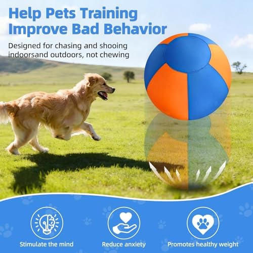 TVM 18" Herding Ball for Dogs Large Interactive Dog Play Ball for Herding Breeds to Push Chase & Roll (Orange+Blue)