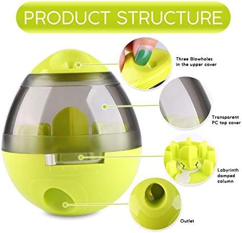 Eileen&Elisa Dog & Cat Toy Pet Food Container Dog Slow Feeder Bowl Cat Puzzle Dispenser, Small Interactive Collapsible Stimulating Play Toy, Adjustable Treats Eat Canister, Funny Maze Gym Ball