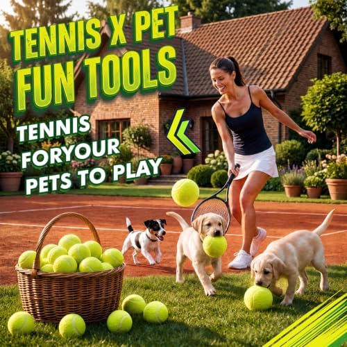Sratte 6 Pcs Large Tennis Ball Dogs, Fluorescent Green, 4 Inch