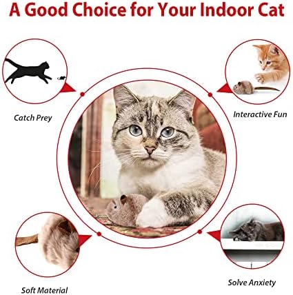 Gigwi Interactive Cat Set - Squeaky Feather Toys for Indoor Cats, 3PCS Plush Pack Including Mouse Hunt, Chase Bird, and Chirping Bee
