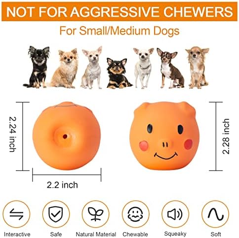 Squeaky Dog Toy Dog Squeaky Toys Chewing Durable Teething Latex Rubber Soft Interactive Fetch Play Dog Balls with Funny Piggy Face for Puppy Small Medium Pet Dog (6PCS)