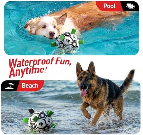 QDAN Large Dog Toys, Soccer Ball for Dogs with Straps, 9 Inch Big Dog Ball | Training Soccer Balls for >90 lbs Dogs, Giant Herding Ball for Dogs, Interactive Water Pool Toys for Tug Chase, Dog Birthday