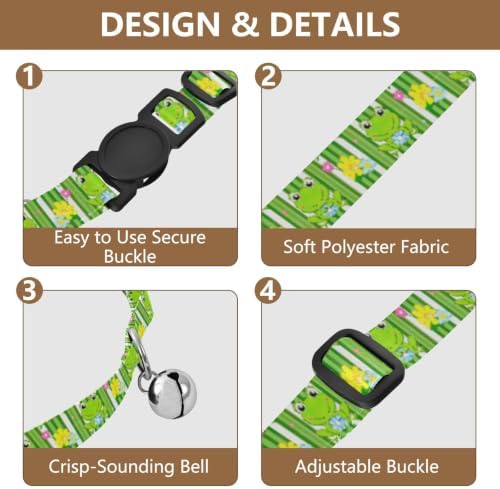 Cute Cartoon Frogs Flowers Kitten Collar 2 Pack Soft Cat Collar Adjustable Length 10.6" to 17.1"