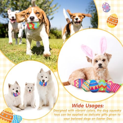 10 Pcs Easter Dog Toys Bulk Large Easter Eggs for Dogs Squeaky Toys for Large Medium Small Doggy Puppy Interactive Chew Colorful
