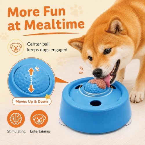 Slow Feeder Dog Bowls，Dog Enrichment Toys，Dog Slow Feeder Bowl，Dog Licking Bowl with Rolling Ball，Dog Lick Toy，Interactive Dog Toys，paw Calm Lick Bowl，Dog Feeder for Wet Food, Yogurt, Bone Broth