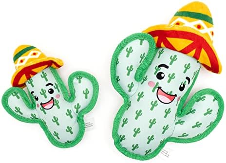 The Worthy Dog Icons Pattern Tough Plush Squeaky Dog Toy, Cactus