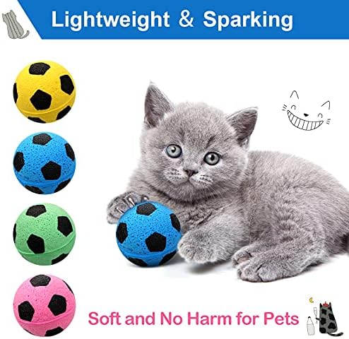 Skylety 32 Pcs Cat Soccer Ball Toys Foam Soccer Cat Toy Kitten Pet