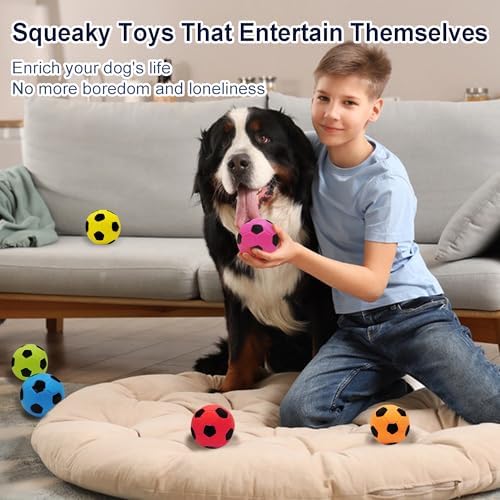 2.6'' Latex Squeaky Dog Soccer Ball Toys - Football for Small to Large Dogs, Vibrant Colors - 6 Pcs/Set