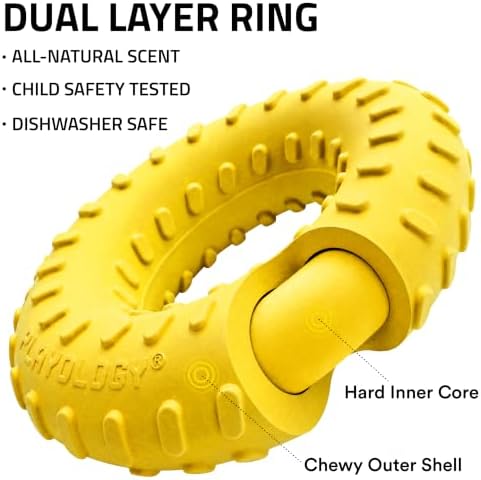 Playology Dual Layer Ring Dog Toy for Aggressive Chewers, Chicken Scent