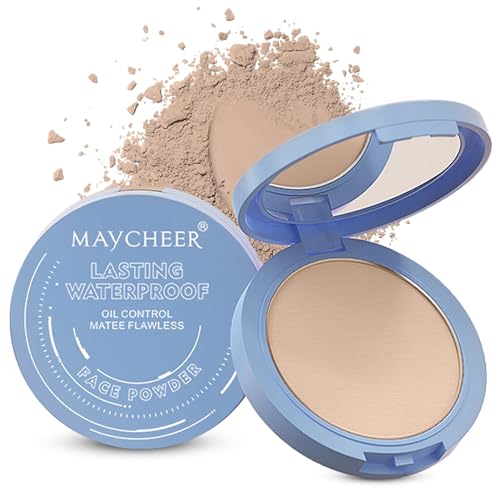 Face Powder, Setting Powder, Lasting Waterproof Oil Absorbing Pressed Powders Compact for Face (03# DARK COMPLEXION)