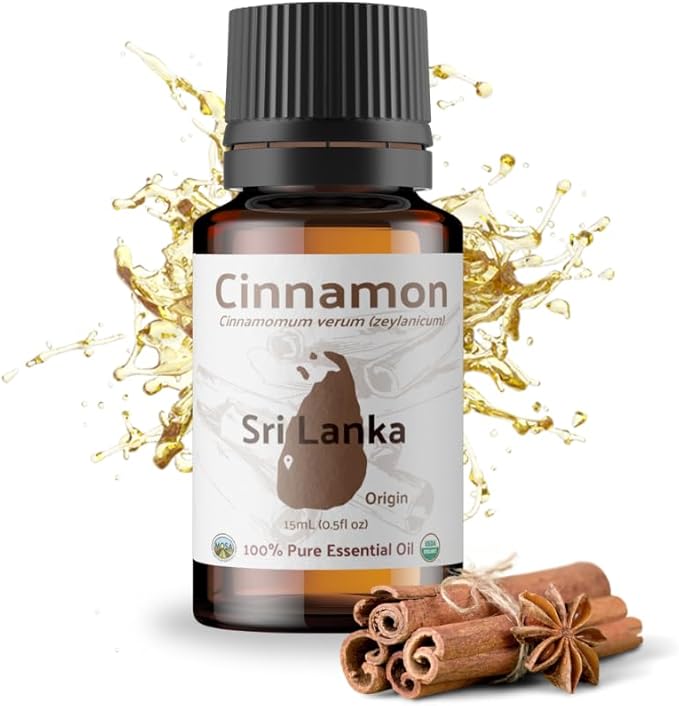 Organic Cinnamon Essential Oil - Direct from Sri Lankan Essential Oils - 100% Pure - Natural Aceite de Canela for Aromatherapy & Wellness - Premium Grade (15ml)
