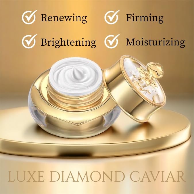 Luxe Diamond Caviar Regeneration Illuminating Cream - Anti-Aging With Caviar Extract Collagen, Anti-Wrinkle Intensive Repairing & Brightening Skin, Dark Spots & Imperfections - Vegan & Paraben-Free