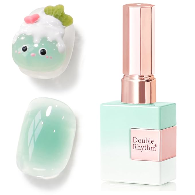 Double Rhythm 0.52Oz Nail Rubber Gel Polish Builder in a Bottle for Nail Thickening Extension (Pale Teal-R014)
