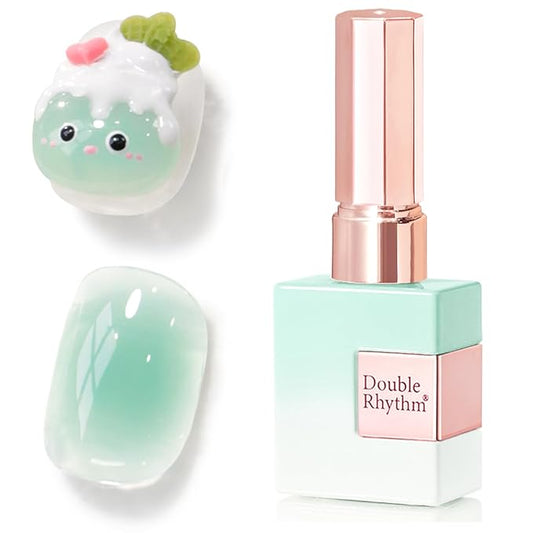 Double Rhythm 0.52Oz Nail Rubber Gel Polish Builder in a Bottle for Nail Thickening Extension (Pale Teal-R014)