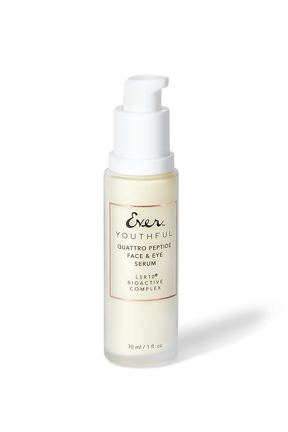 EVER Travel Youthful Quattro Peptide Face & Eye Serum with LSR10 — Portable Size for On-the-Go Firming & Smoothing Treatment