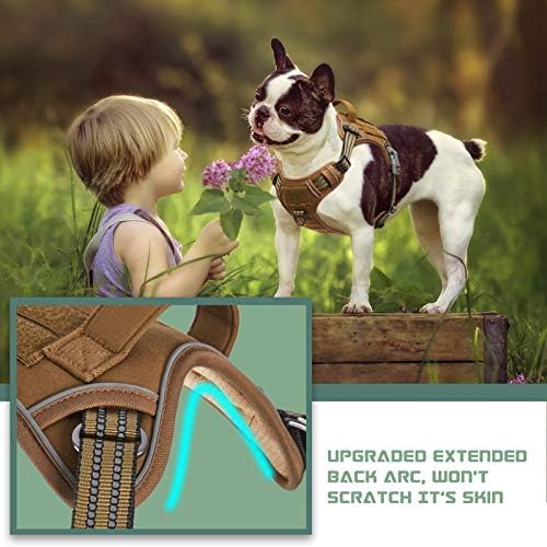 BUMBIN Tactical Dog Harness for Medium Dogs No Pull, Famous TIK Tok No Pull Dog Harness, Fit Smart Reflective Pet Walking Harness for Training, Adjustable Dog Vest Harness with Handle Brown M