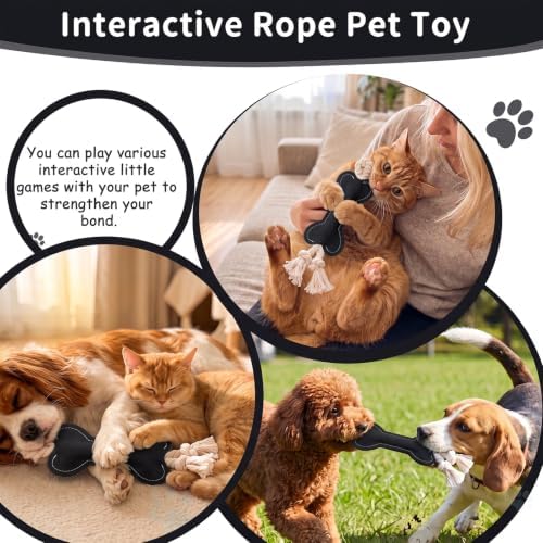 Dog Rope Knot Toy for Small Dogs and Cats Rope Toy for Puppy Teethers Cotton Interactive Pull Dog Toys for Dogs to Relieve Boring for Small Dogs and Cats (Black)