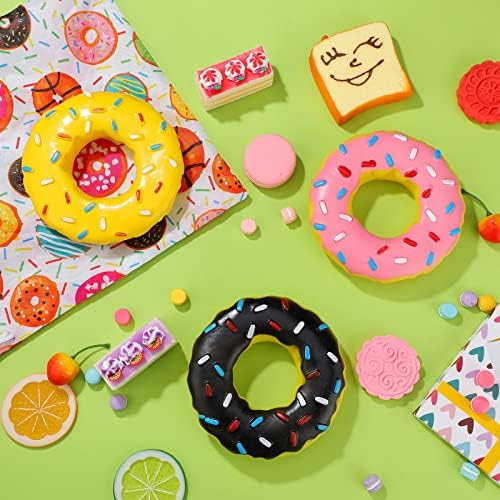 Leitee 3 Pcs Rubber Doughnut Dog Toy with Squeakers 5.3 Inch,Doughnut