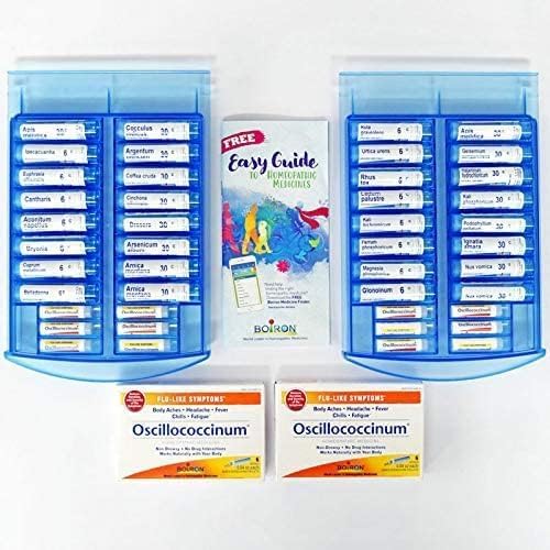 Boiron HomeoFamily Refill Kit with The Essentials - 32 Assorted Homeopathic 6c and 30c Tubes, 12 Oscillococcinum Doses - This is a Homeo Family Refill Kit (Does Not Include Blue Storage Drawers)