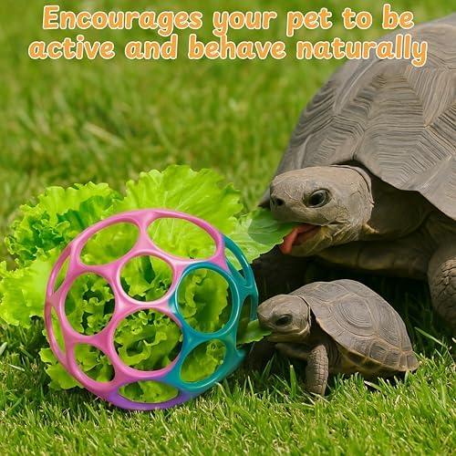 Aquatic Turtle Feeder Treat Ball Toys, Floating Turtle Feeder Ball, Aquatic Tortoise Enrichment Toys, Aquarium Toy For Turtles, Aquarium Accessories, Tortoise Habitat Accessories (Purple, 3.7'')