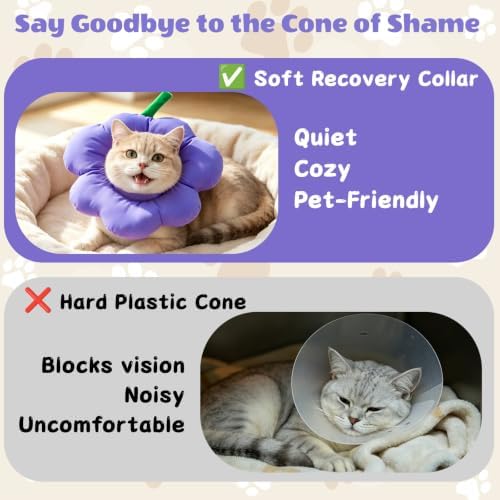 EMUST Soft Cat Cone for After Surgery, Recovery Collar for Kittens Purple