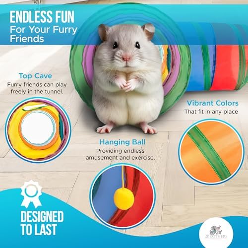 Tunnels with 3-Way Entrance - Cozy, Washable Guinea Pig Hideout - Interactive Cage Toys (Multicolor)