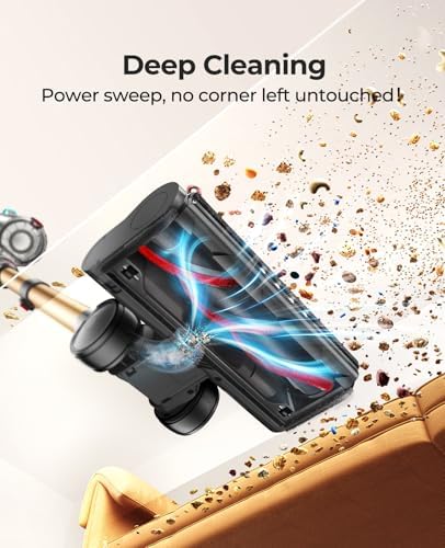 Cordless Vacuum Cleaner 650W 55Kpa 70 Mins(Eco), Stick Vacuum Cleaners | Rechargeable, 3.3Ft Hose, Sofa Brush, TouchScreen, AUTO-Mode, Wall Mount Charging, Vacuum for Home /Floors/Carpets/Pet Hair