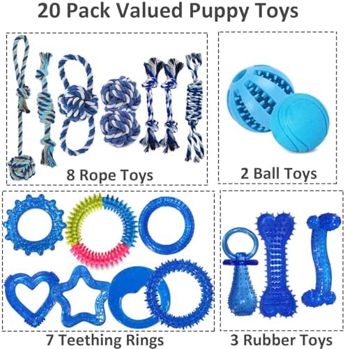 20 Pack Puppy Teething Chew Toys for Small Dogs, Bulk Dog Toys for Puppies