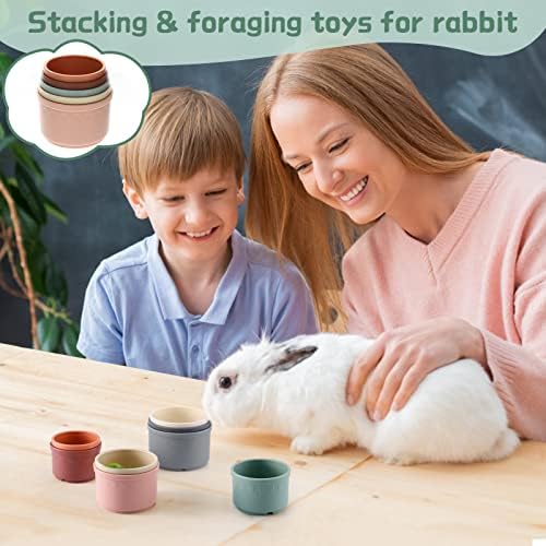 8 Pcs Stacking Cups for Bunny, Multi-Colored Reusable Rabbits Bunny Toys