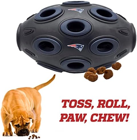 Pets First NFL New England Patriots Football Treat Dispensing Toy for Dogs and Cats, Rubber Ball Dog Toy, Interactive Fun Dog Treat Toy, Natural Rubber Dog Feeding Toy