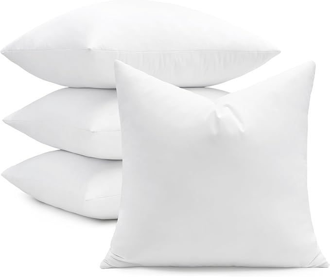 puredown® 24x24 Feather Down Pillow Inserts, Set of 4 Throw Pillow Inserts for Decorative Throw Pillow, Bed, Couch and Home Decor