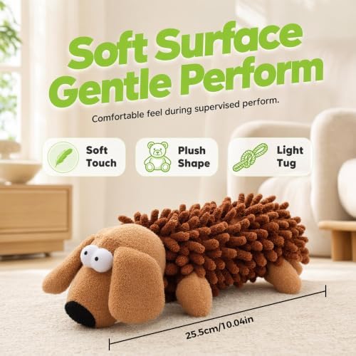 Durable Squeaky Dog Toys for Aggressive Chewers, Indestructible Stuffed Dog Toy for Small Medium Large Dogs, Interactive Chew Teething Puppy Toy for Indoor Outdoor Play (Brown)