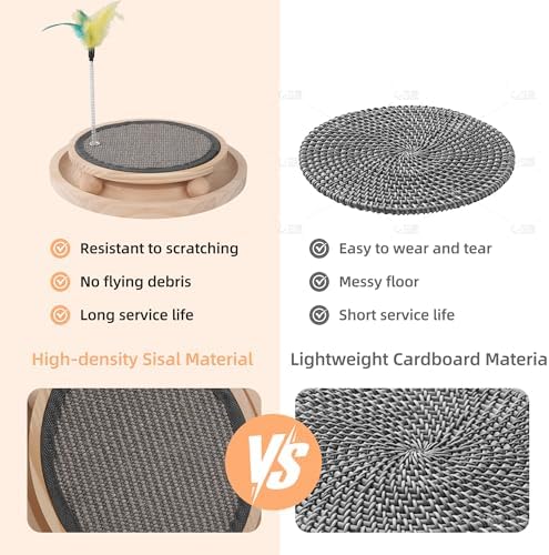 Natural Sisal Round Cat Scratcher with Ball Track Toy