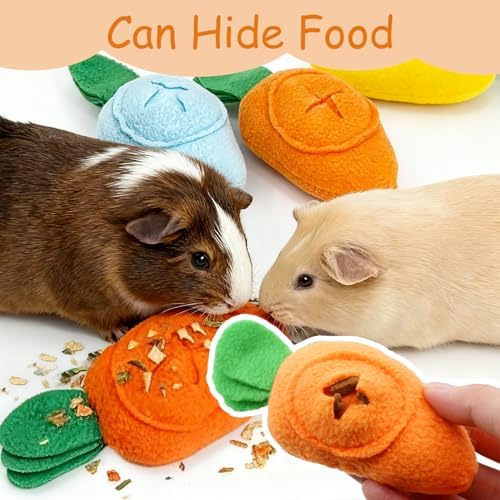 3Pcs Guinea Pig Toys, Washable Guinea Pig Slow Feeder Treat Dispenser Toy, Boredom Relief and Foraging Fun(Yellow, Orange, Blue)