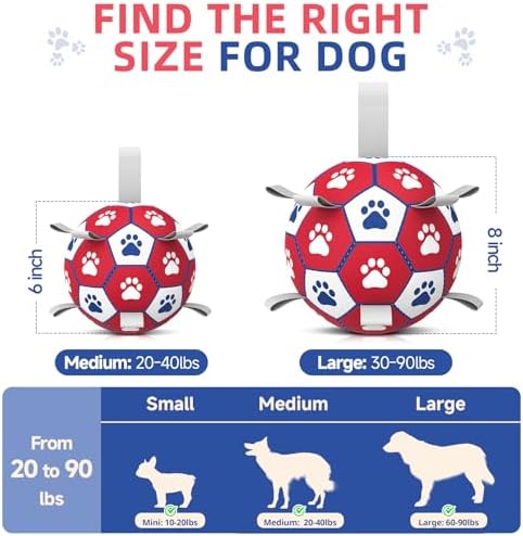 Diman Dog Balls with Straps, 7 Inch Dog Soccer Ball, Herding Ball for Dogs