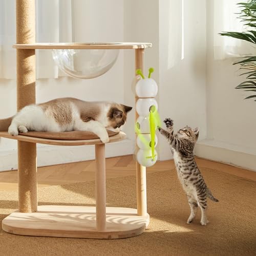 AFP Interactive Cat Toy, Automatic Furry Tail Teaser Toy with Motion Sensor, Electric Cat Toy, USB Rechargeable, Self Play Cat Feather Toy for Indoor Cats, Suction Cup for Stable Play, 1 Replacement