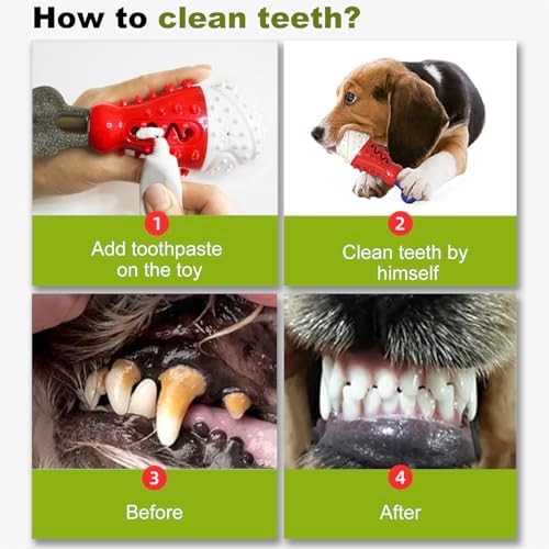 Cooling Freezable Dog Toy with Natural Coffee Wood – Dental Cleaning, Teething Relief & Treat Dispensing Chew Toy for Small Medium Large Breeds (Red)