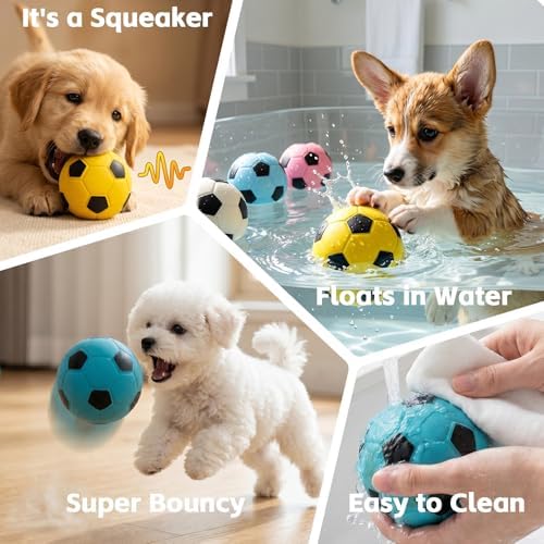 12 Pack 2 Inch Squeaky Dog Soccer Ball Toys, Soft Latex for Small Dogs