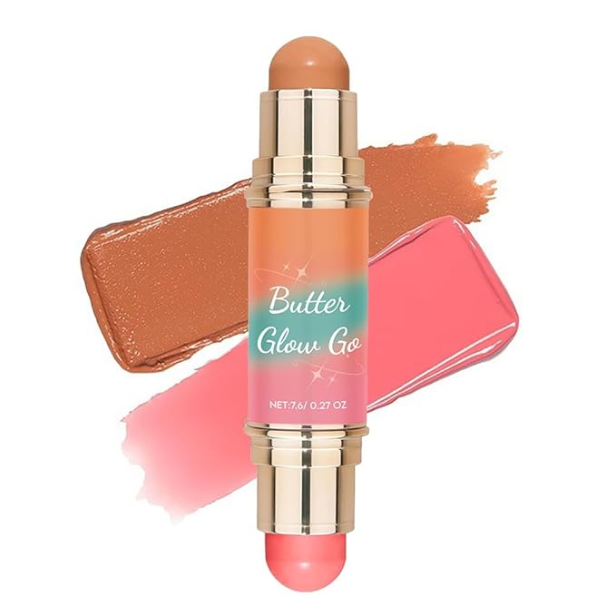 Dual-Ended Blush & Bronzer Stick – 2-in-1 Creamy Contour & Cheek Tint, Hydrating Vegan Multi-Use Makeup for Natural Radiant Finish, Cruelty-Free (Sunkissed Rose)