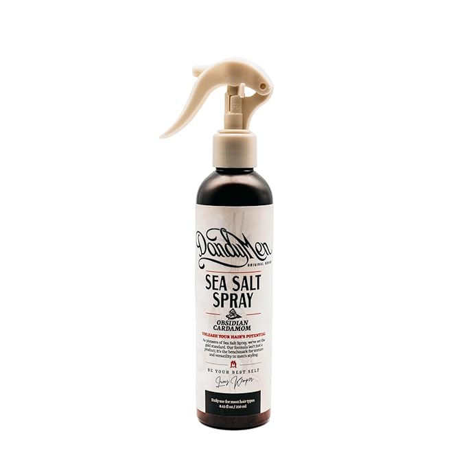 DandyMen Sea Salt Spray – Lightweight Texture, Volume, and Flexible Hold with Epsom Salt & Pro-Vitamin B5 (8.45 oz, Obsidian Cardamom)