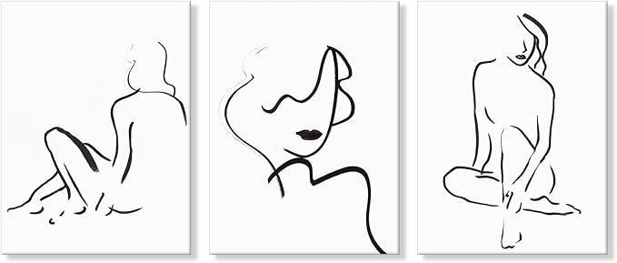 Chadow Artwork Abstract Woman Line Wall Art Black and White Wall Art Line Drawing Modern Minimalist Wall Decor Abstract Woman's Body Shape Poster Minimalist Line Artwork for Woman Bedroom Bathroom
