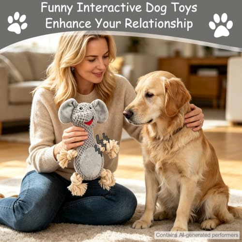 Plush Squeaky Chew Toy for Small Medium Large Dog,(Grey Elephant)
