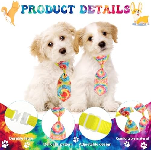 Wesiti 80 Pcs Dog Tie for Small Dogs Assorted Pattern Cat Tie Cat Collar Bows Bowtie Collar Bowtie for Small Medium Puppy Pet Photography Grooming Party(Vibrant Style)