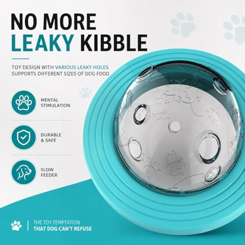 UFO Shape Dog Slow Feeder Toy, Interactive Treat Dispensing Puzzle Bowl for Dogs (Blue)