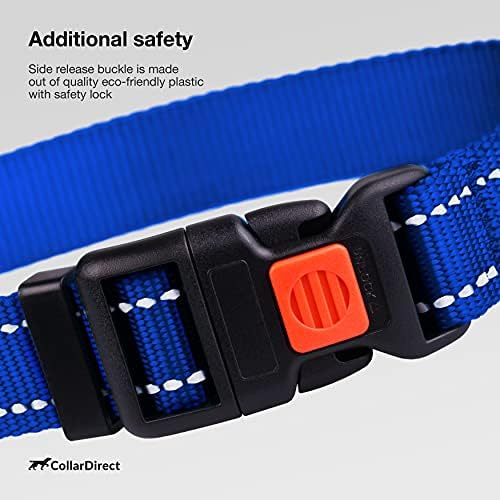Reflective Dog Collar, Quick-Release Buckle (Blue, 12-16 Inch)