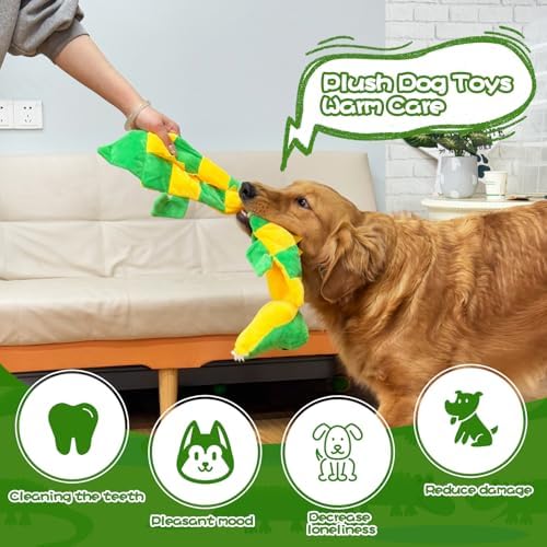 Mihachi Dog Squeaky Toys 16 Squeakers for Aggressive Chewers, Tough Interactive Tug of War Dog Toy-Squeaky Chew Toy for Small,Medium,Large Breed No Stuffing Crocodile Toy, Fun Long Toys 22.8 Inches