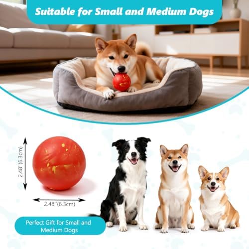 Squeaky Dog Balls, 4 Pack Soft Latex Small Dog Toys for Small Mideium Breeds, 2.5" Interactive Bouncy Fetch & Chew Toys for Puppy Training and Playing